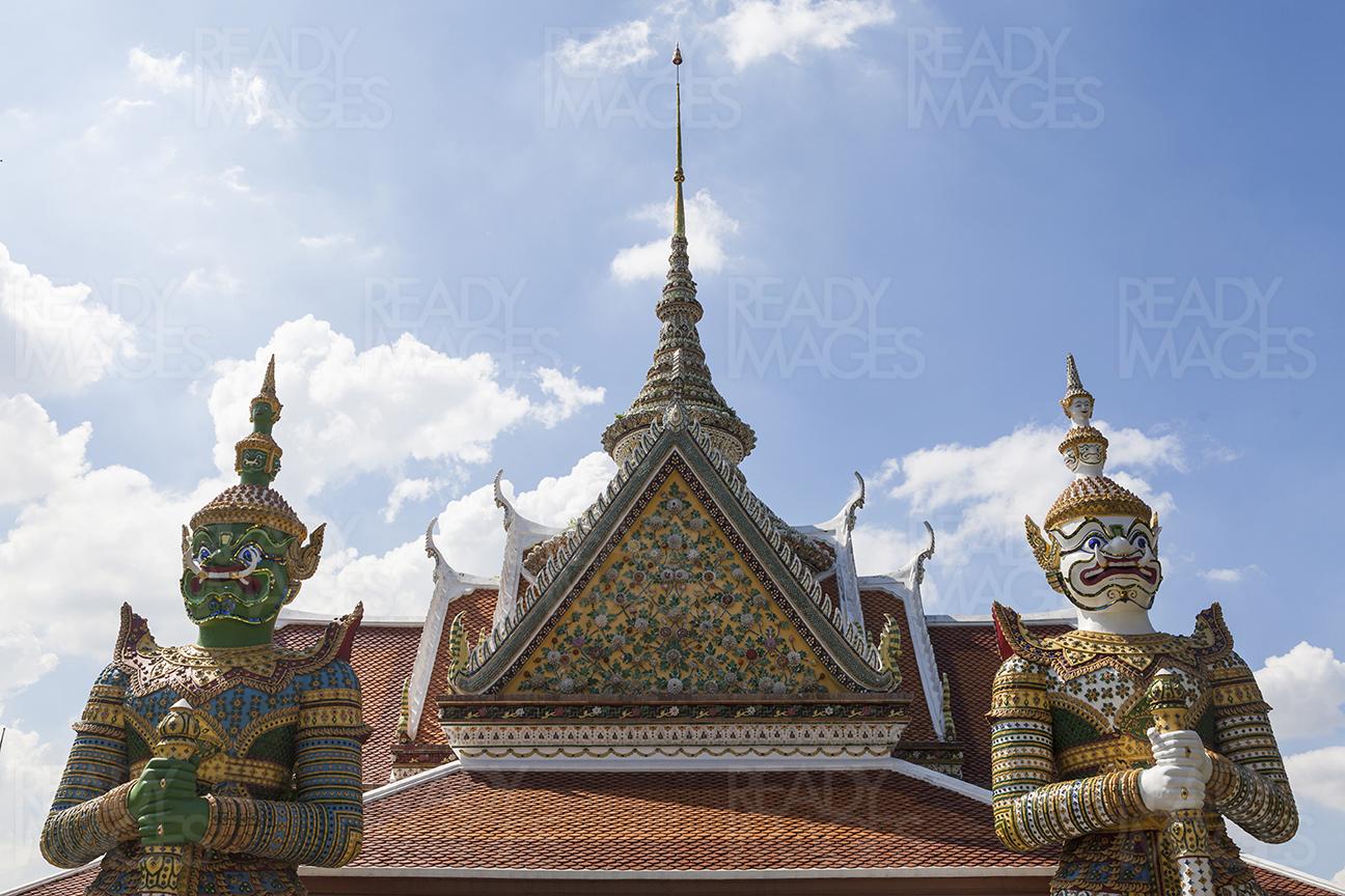Roof detail of Wat Arun, the Temple of Dawn in Bangkok, Thailand