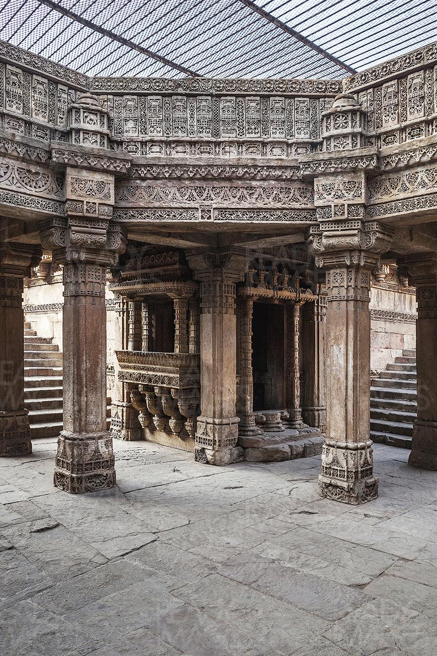 Image showing steps and ornamental structural details of the Adalaj Stepwell