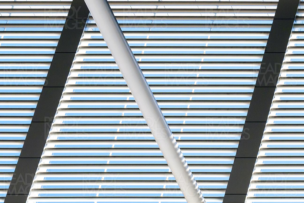 Abstract image of louvres of a building facade creating an interesting pattern
