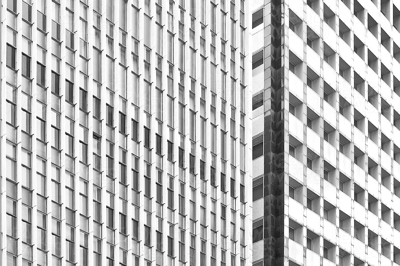 Black and white image of Buildings of Martin Place at Sydney CBD