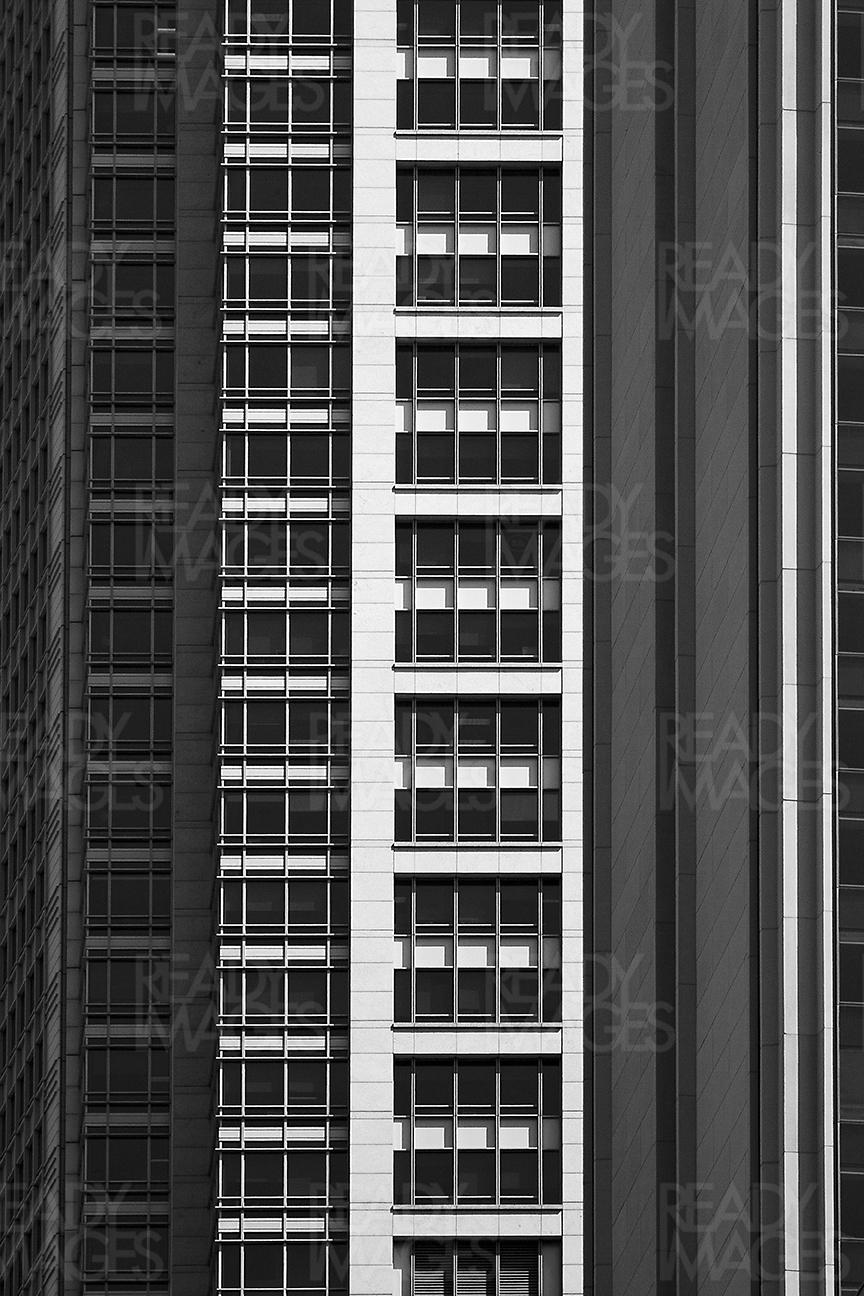 Black and white image of a tall building facade in Sydney CBD