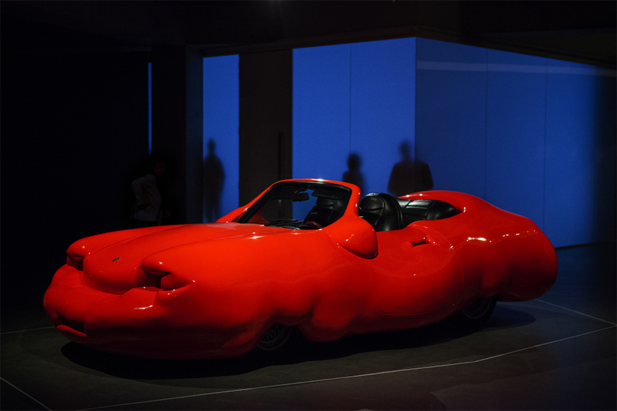 Exhibit of a red car at MONA