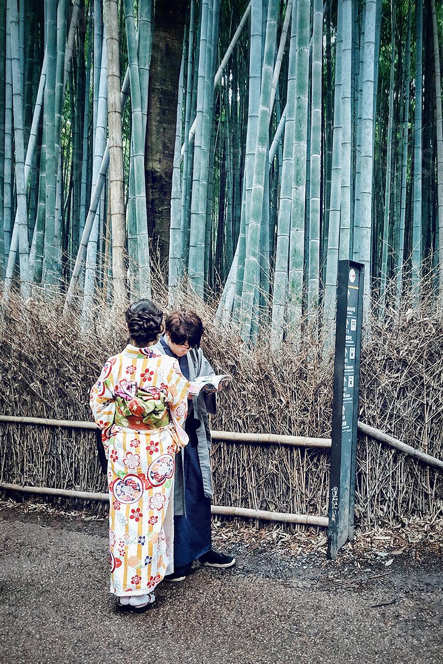 Tourists at Arashiyama Bamboo Grove