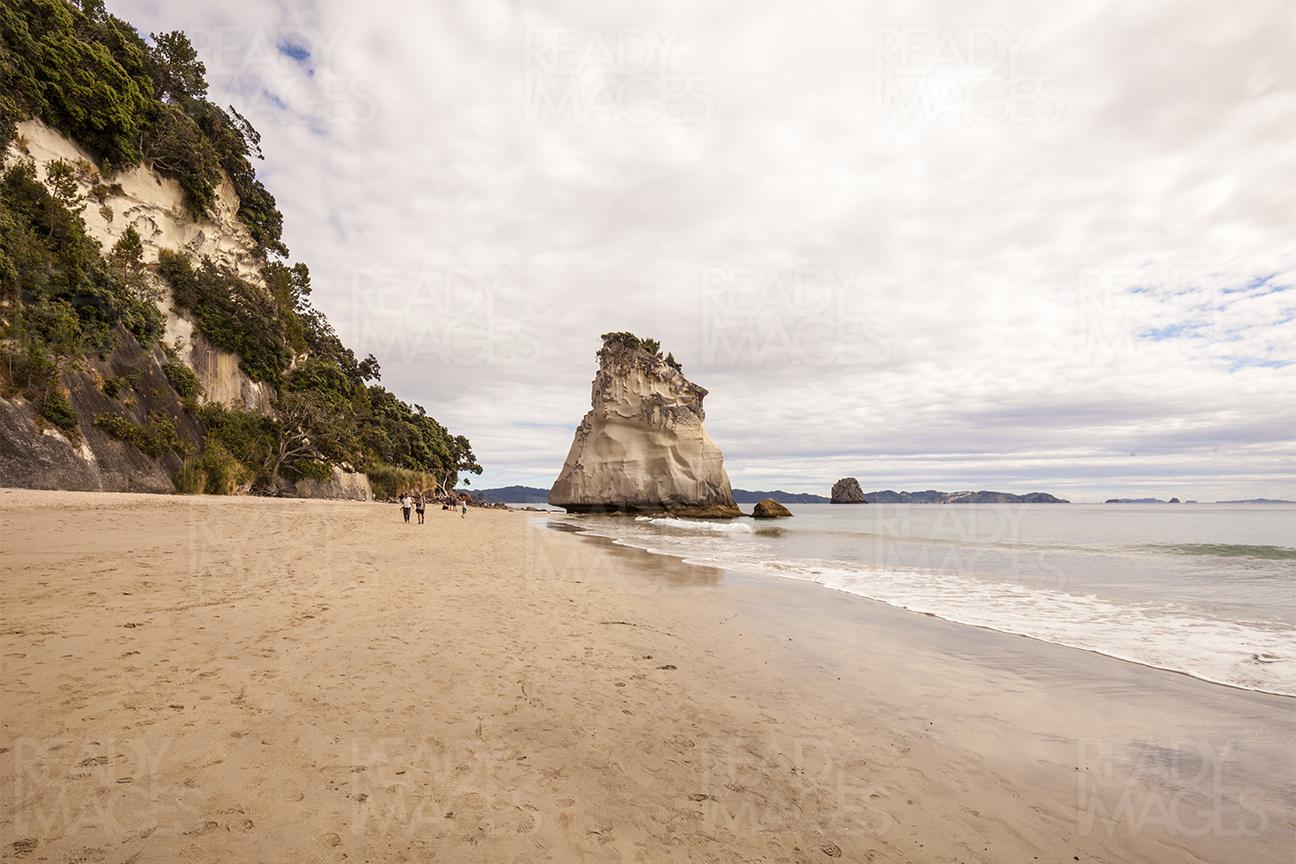 Rock formation on a beach at Cathedral Cove, Coromandel, New Zealand