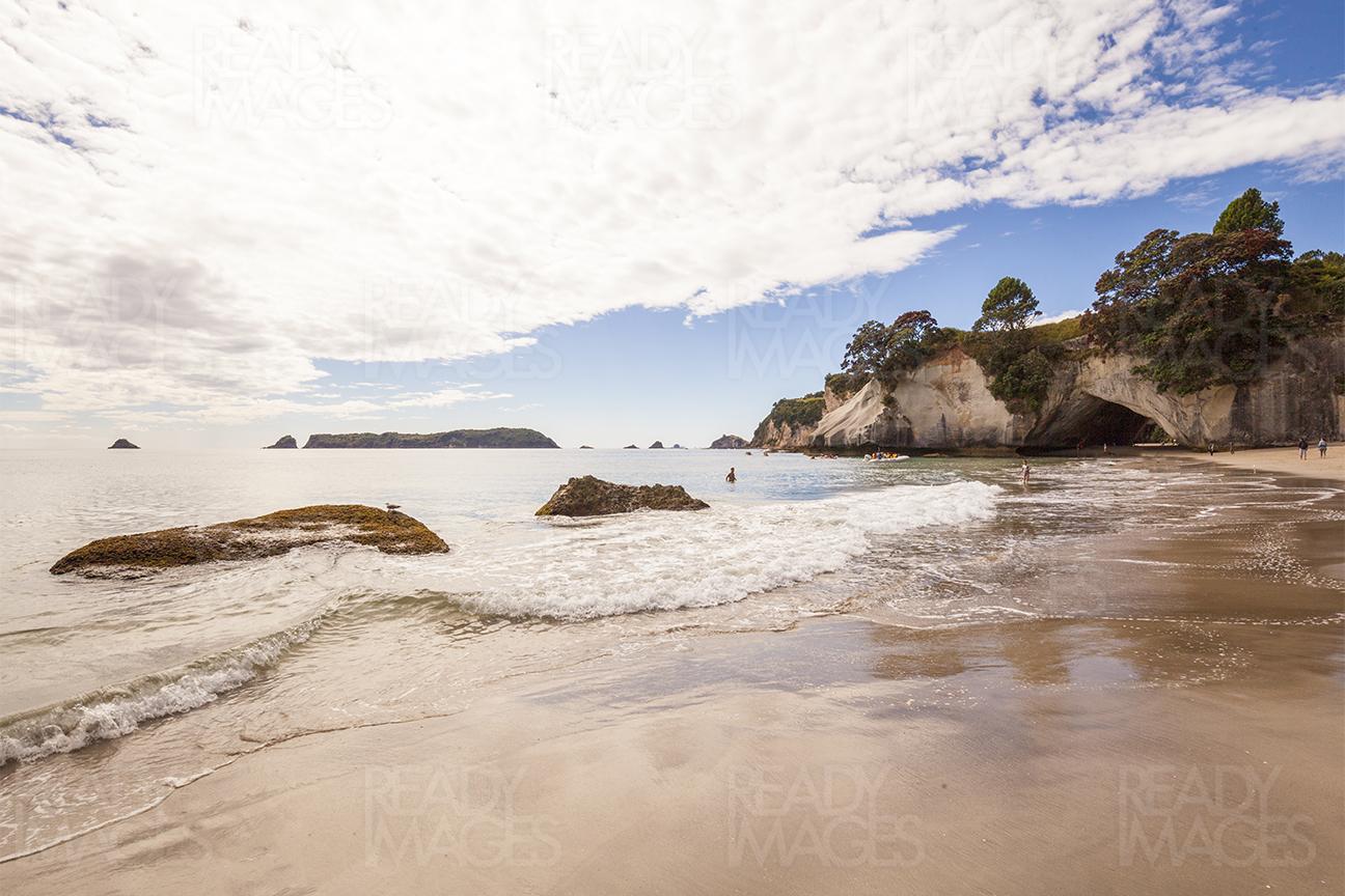 The famous tourist attraction - the Cathedral Cove in the Coromandel, New Zealand