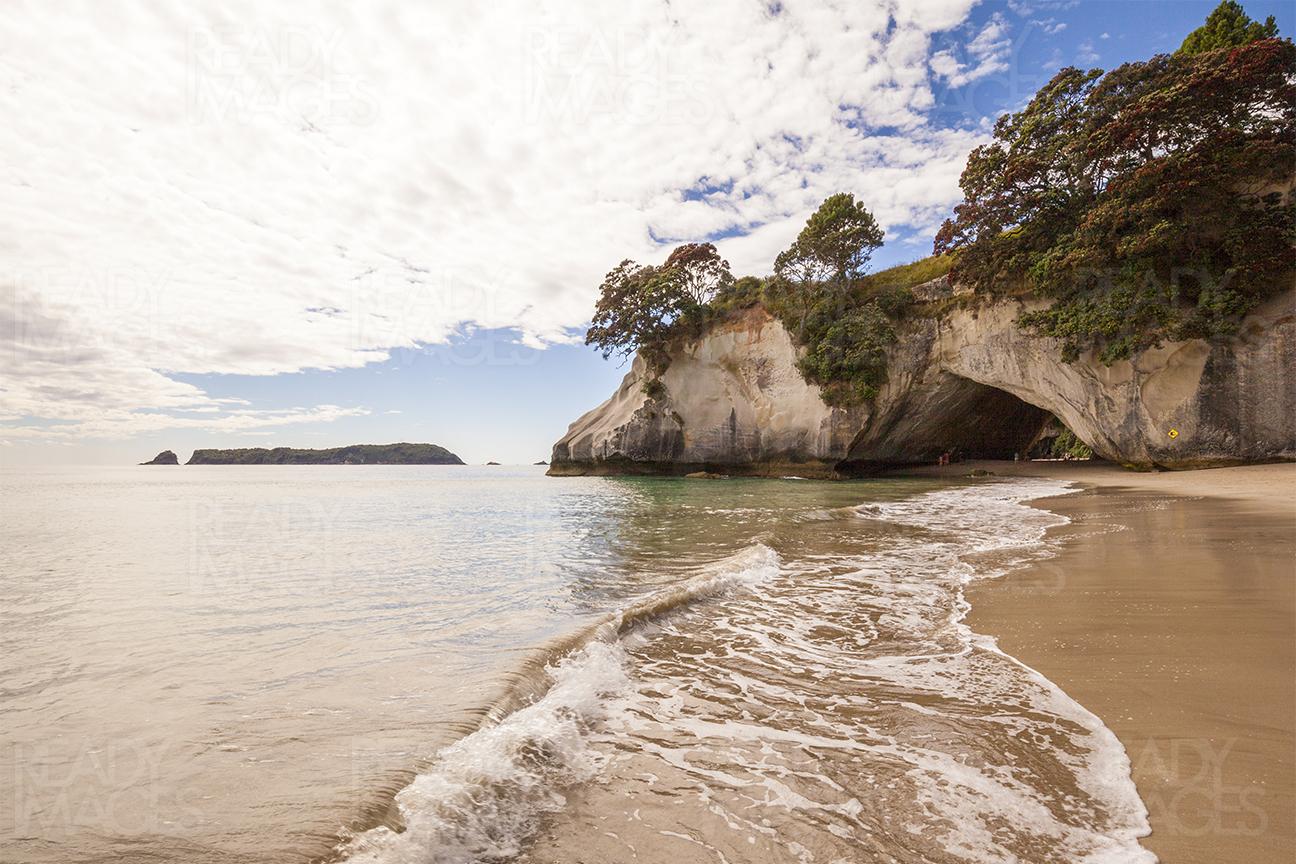 View of the cave at the Cathedral Cove, the Coromandel, New Zealand