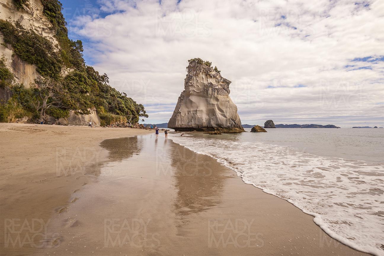 Rock formation on a beach at Cathedral Cove, Coromandel, New Zealand